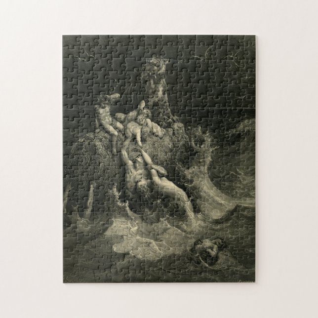 Gustave Doré-The Holy Bible-Plate I, The Deluge Jigsaw Puzzle (Vertical)