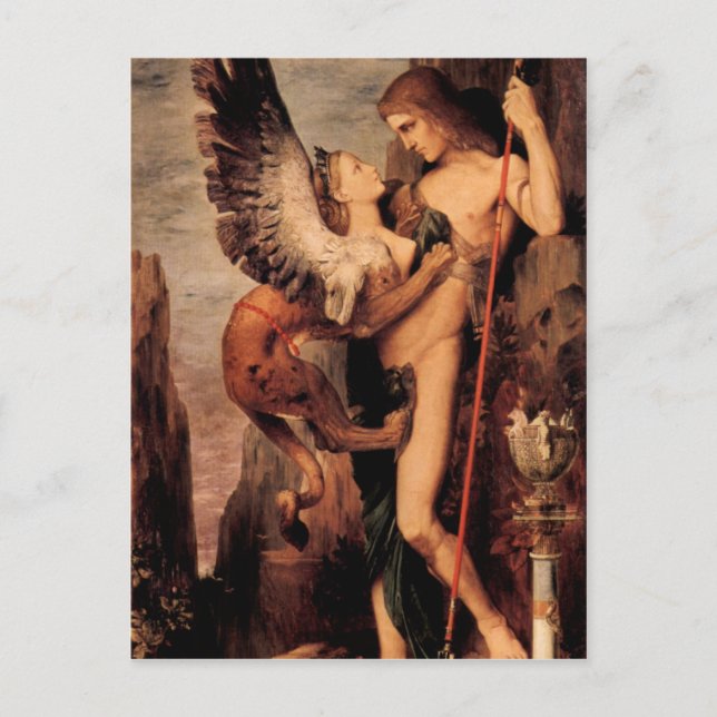Gustave Moreau - Oedipus and the sphinx Postcard (Front)
