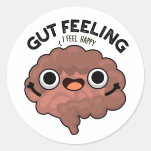Gut Feeling Funny Anatomy Intestine Pun  Classic Round Sticker