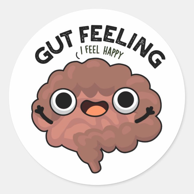 Gut Feeling Funny Anatomy Intestine Pun  Classic Round Sticker (Front)
