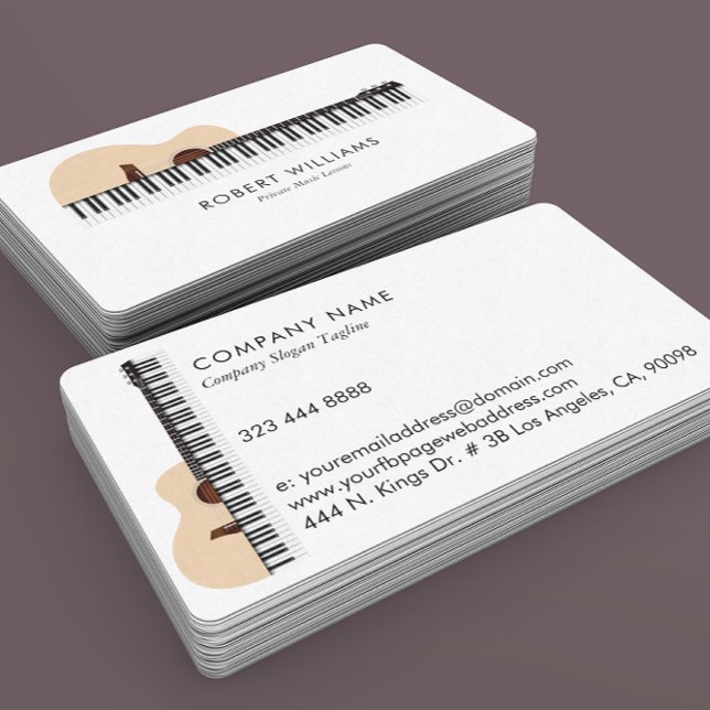 Gutar Piano illustration Music Teacher Business Card (Creator Uploaded)