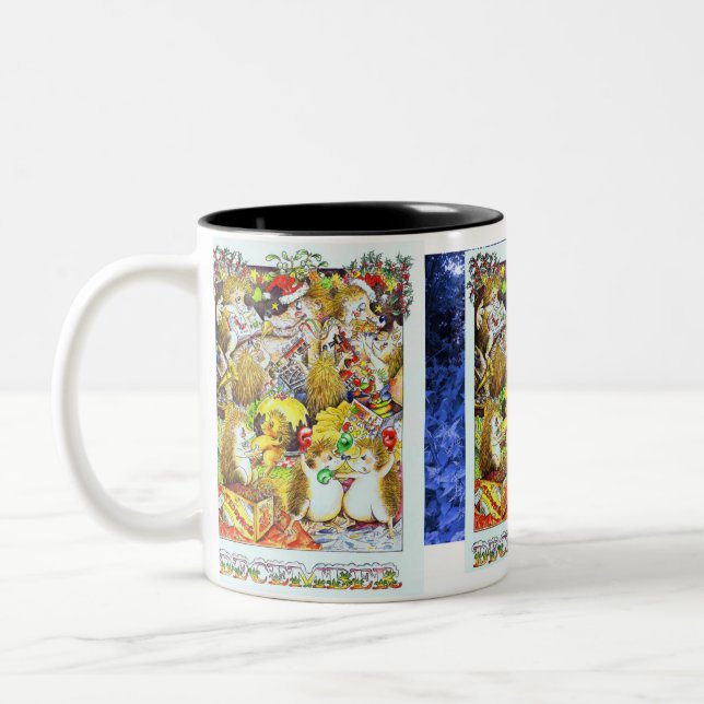 Guthram Hedgehog December Two-Tone Coffee Mug (Left)