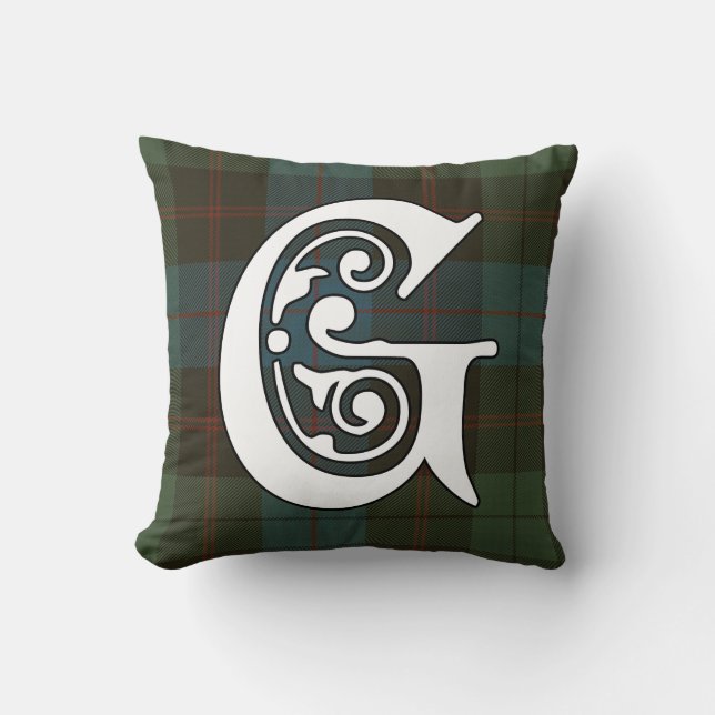 Guthrie Clan Tartan Monogram Cushion (Front)