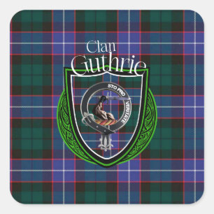 Guthrie Scottish Clan Tartan and Crest Square Sticker