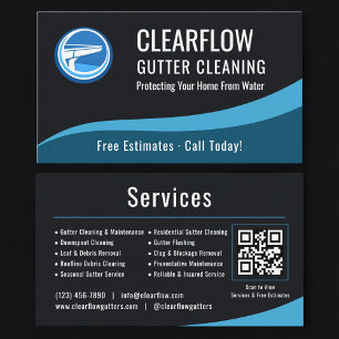 Gutter Cleaning Service QR Code Professional  Business Card