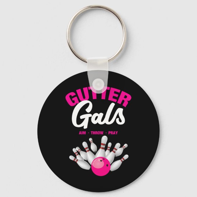 Gutter Gals Funny Bowling Team Name Women Girls  Key Ring (Front)