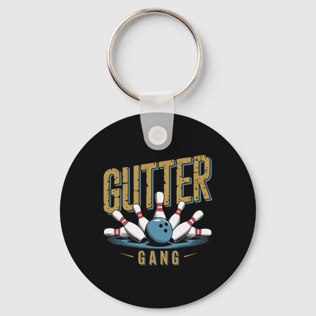 Gutter Gang Bowling Funny Bowler 1  Key Ring (Front)