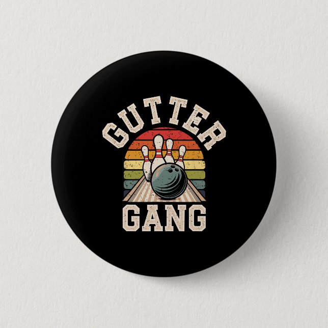 Gutter Gang Bowling Funny Bowler  6 Cm Round Badge (Front)