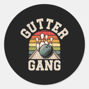 Gutter Gang Bowling Funny Bowler  Classic Round Sticker