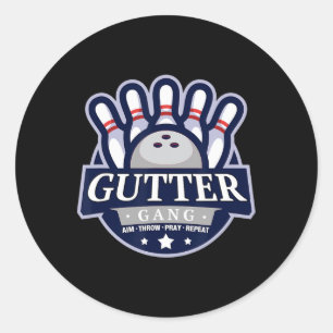 Gutter Gang Bowling Team Name Matching Funny Classic Round Sticker