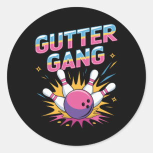 Gutter Gang Shirt Funny Bowling Shirts Gutter Bowl Classic Round Sticker