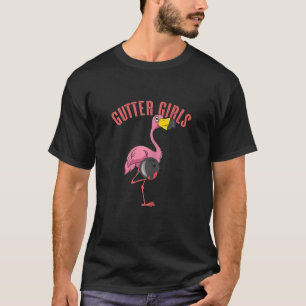 Gutter Girls Bowling Flamingo Ironic Matching Pin T-Shirt