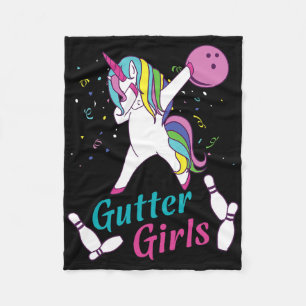 Gutter Girls Unicorn Bowling Team League Night Or  Fleece Blanket