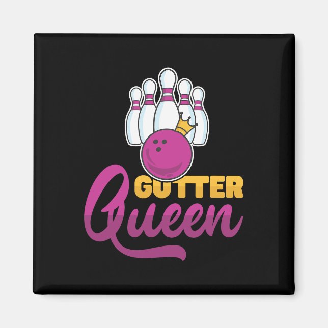 Gutter Queen Bowling Pins With Bowling Ll For Bowl Magnet (Front)