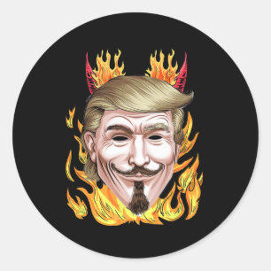 Guy Fawkes Donald Trump Face Mask Halloween Devil Classic Round Sticker