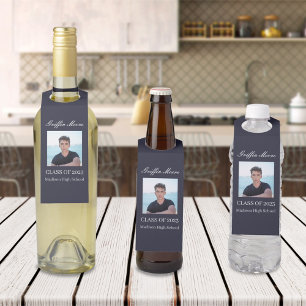 Guy Grad Modern Graduate Custom Photo Bottle Tag