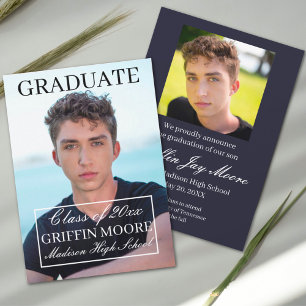 Guy Grad Modern Photo Graduation Announcement