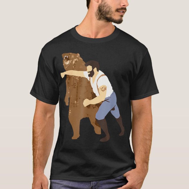 Guy Punching Bear Funny For Men Women. bears Punch T-Shirt (Front)
