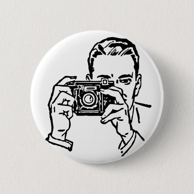 Guy with Camera Button. 6 Cm Round Badge (Front)