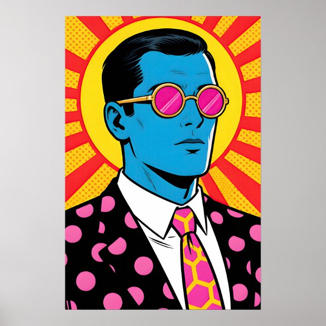 Guy with Pink Shades Pop Art Poster (Front)