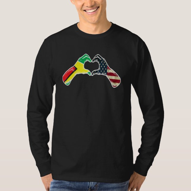 Guyana American USA Flag - USA Guyanese Heart_1 T-Shirt (Front)