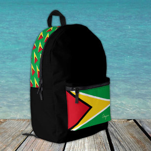 Guyana, black backpack, Guyana Flag / patriotic Printed Backpack