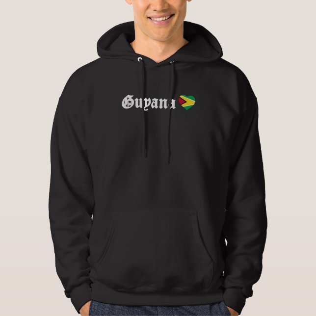 Guyana Blackletter Guyanese Flag Love Heart Carniv Hoodie (Front)