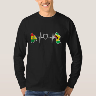 Guyana Bolivia Flag Guyanese Bolivian Heartbeat T-Shirt