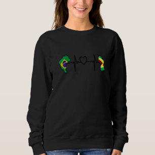 Guyana Brazil Flag Guyanese Brazilian Heartbeat Sweatshirt