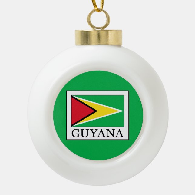 Guyana Ceramic Ball Christmas Ornament (Front)