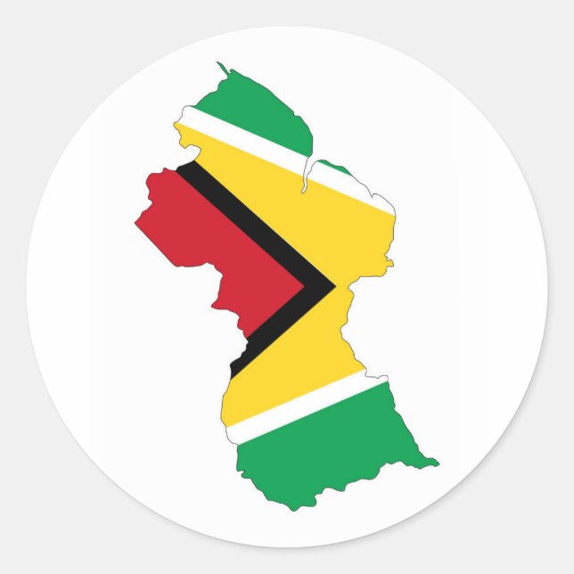 guyana country flag map shape symbol classic round sticker (Front)