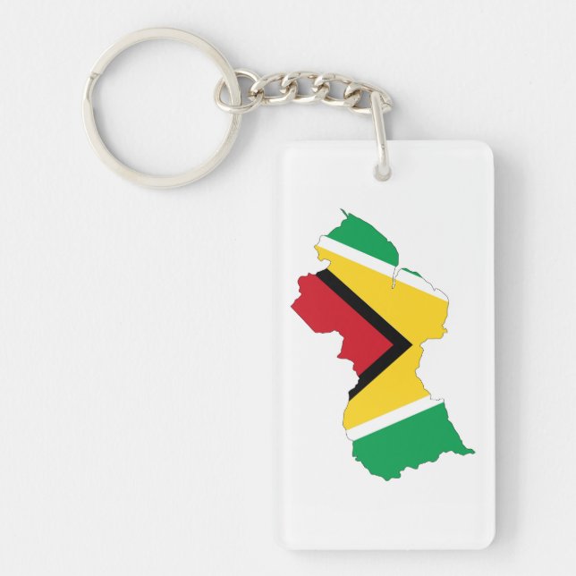 guyana country flag map shape symbol key ring (Front)