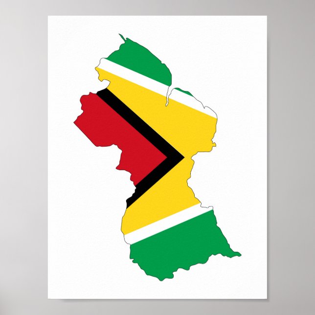 guyana country flag map shape symbol poster (Front)