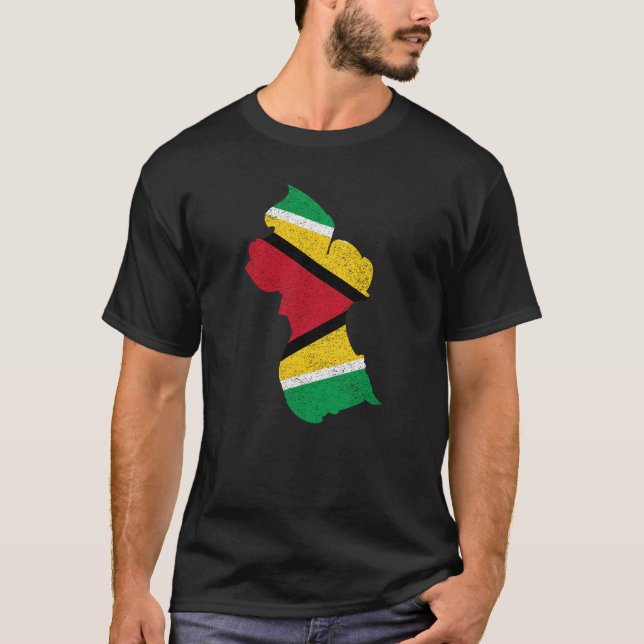 Guyana Country with Guyanese Flag T-Shirt (Front)