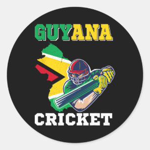 Guyana Cricket Player Flag Jersey Guyana Sports  Classic Round Sticker