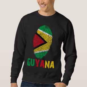 Guyana Finger Print Flag  I Love Guyana Travel Sweatshirt