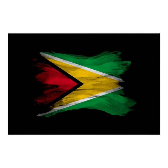 Guyana flag brush stroke, national flag poster (Front)