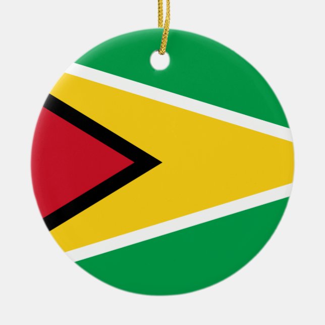 Guyana Flag Ceramic Tree Decoration (Front)