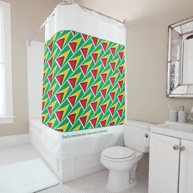 GUYANA FLAG Customised Scripture Stylish Guyanese Shower Curtain (In Situ)