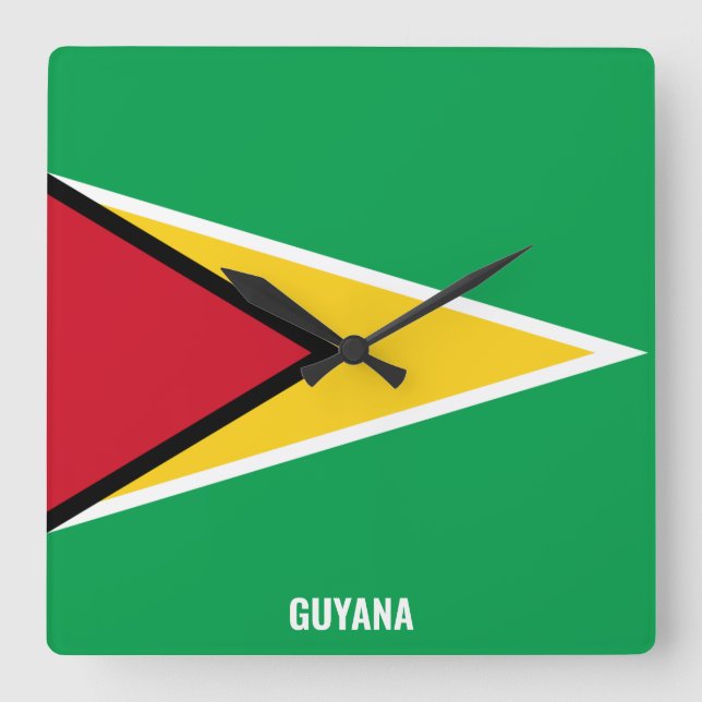 Guyana Flag Dazzling Patriotic Square Wall Clock (Front)