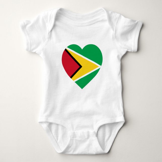Guyana Flag Heart Baby Bodysuit (Front)