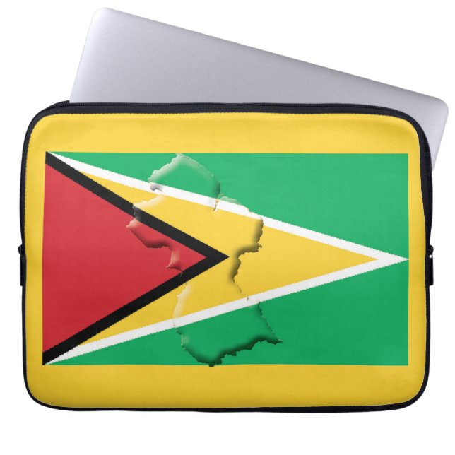 GUYANA Flag Map Patriotic Computer YELLOW Laptop Sleeve (Front)