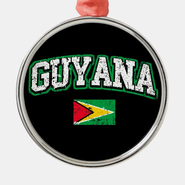 Guyana Flag Metal Tree Decoration (Front)