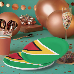 Guyana flag paper plate