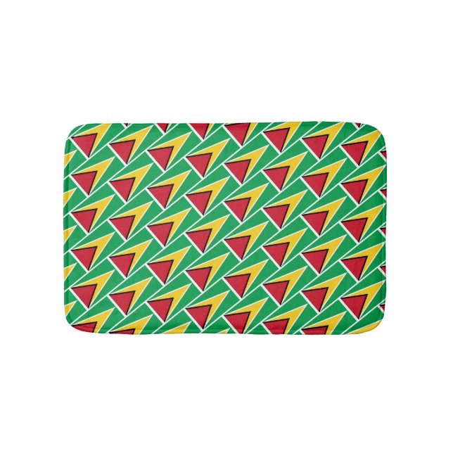 GUYANA FLAG Patriotic Geometric Modern Guyanese Bath Mat (Front)