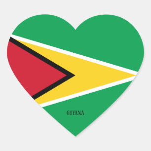 Guyana Flag Patriotic Heart Sticker
