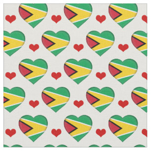 Guyana Flag Red Heart fashion Fabric/Guyana Fabric