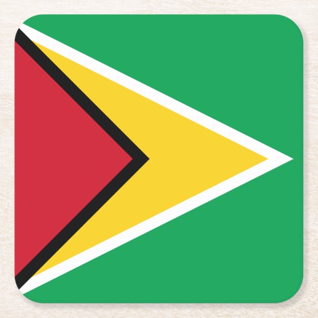 Guyana Flag Square Paper Coaster (Front)