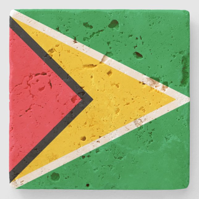 Guyana Flag Stone Coaster (Front)