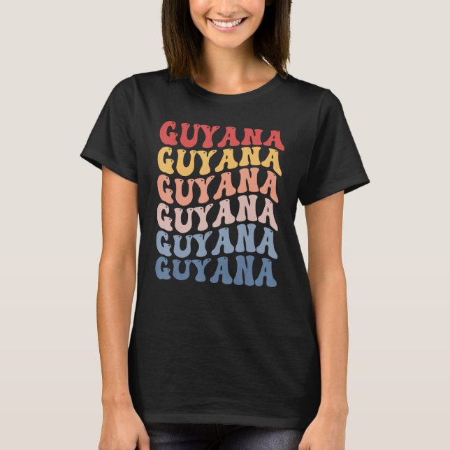 Guyana Groovy Retro Guyanese T-Shirt (Front)